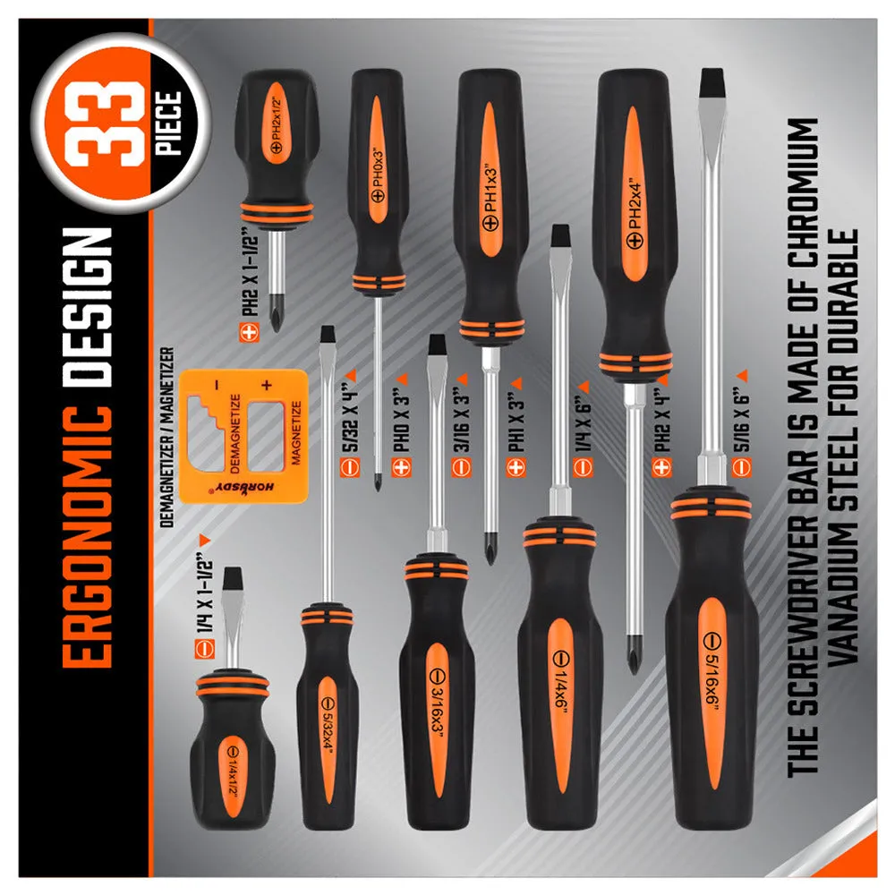 10Pcs Heat-Treated Magnetic Screwdriver Set, Ergonomic