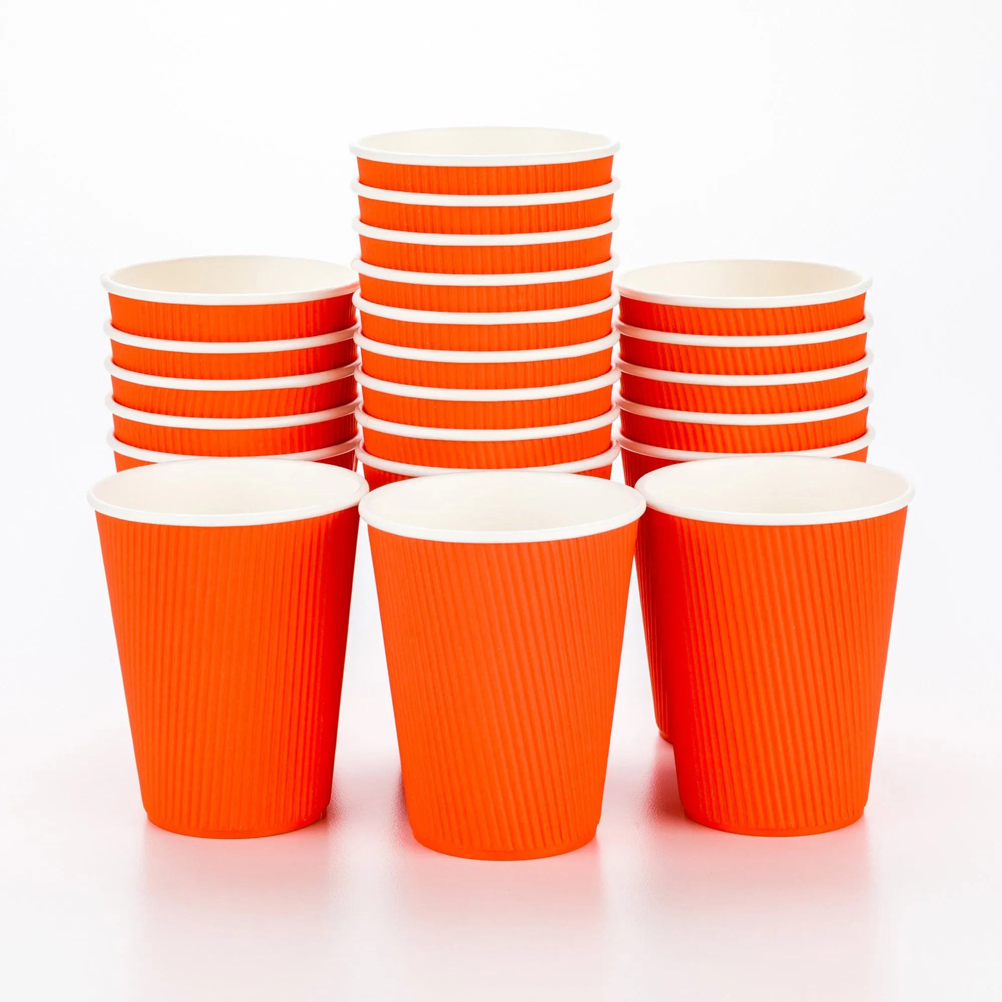 12 oz Tangerine Orange Paper Coffee Cup - Ripple Wall - 3 1/2" x 3 1/2" x 4 1/4" - 25 count box