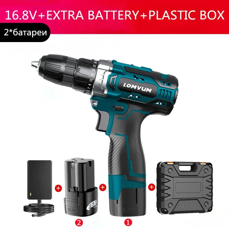 16.8V Multifunction Rechargeable Lithium Battery Torque  Electric Drill bit cordless Electric Screwdriver hand wrench tool set