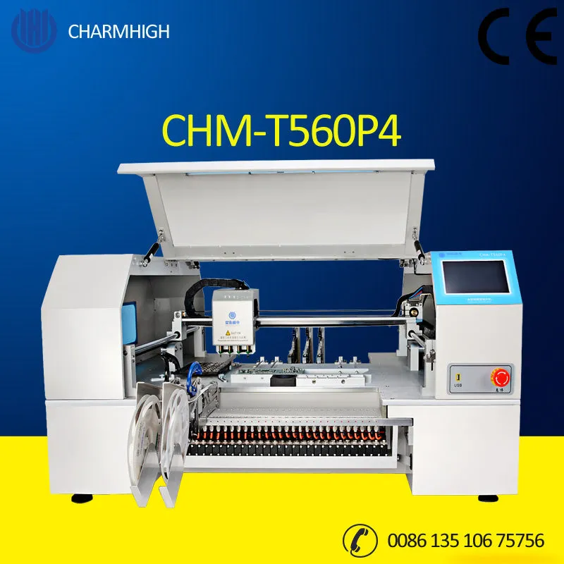 4 Heads 60 Feeders CHMT560P4 Advanced Table top SMT pick and place machine, work with Yamaha pneumatic feeder 8mm 12mm 16mm 24mm