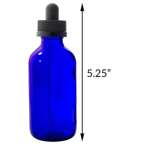 4 oz Cobalt Blue Glass Bottle 6 pc Starter Kit: Includes 3-10ml Roll On, 1-4 oz Boston Round Spray Mister, 1-4 oz Boston Round Treatment Pump, 1-4 oz Boston Round Dropper Bottle   Clear Travel Bag