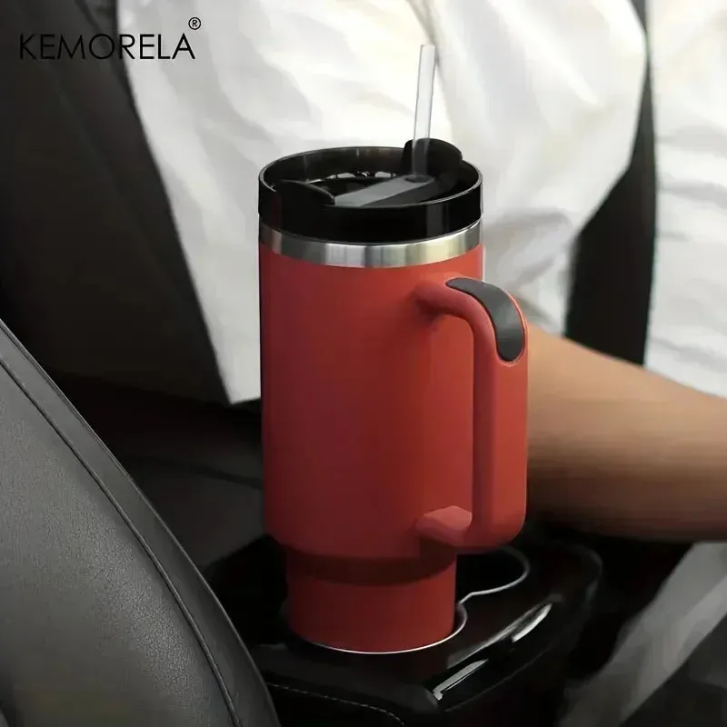 40oz 304 Stainless Steel Insulated Car Cup Cold Hot  Water Bottle Thermal Coffee Mugs Vacuum Flask With Handle Straw For Sport