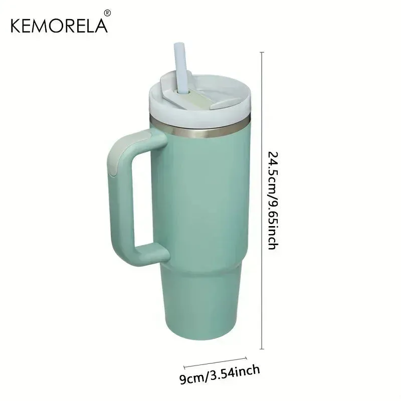 40oz 304 Stainless Steel Insulated Car Cup Cold Hot  Water Bottle Thermal Coffee Mugs Vacuum Flask With Handle Straw For Sport