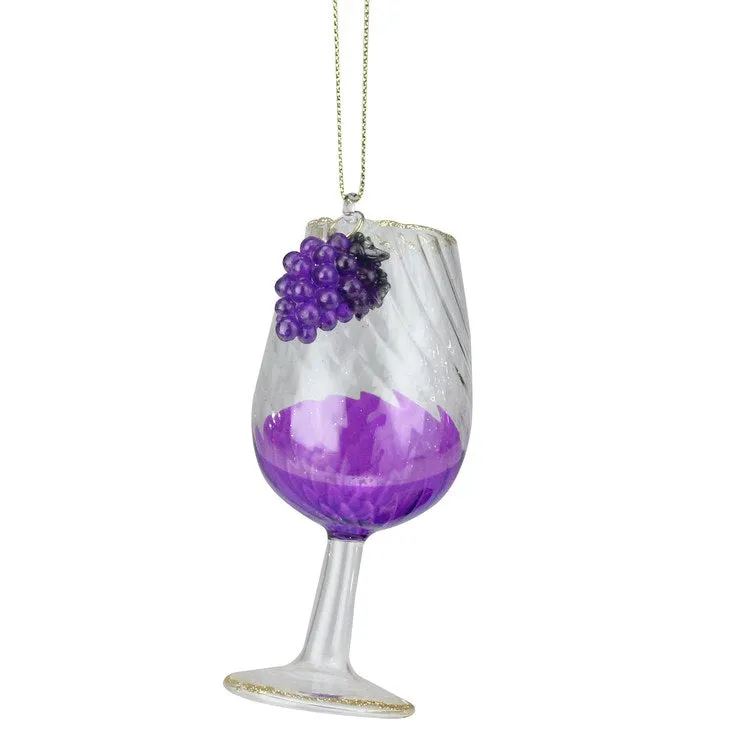 4.25" Purple Embellished Tipped Wine Glass Christmas Ornament