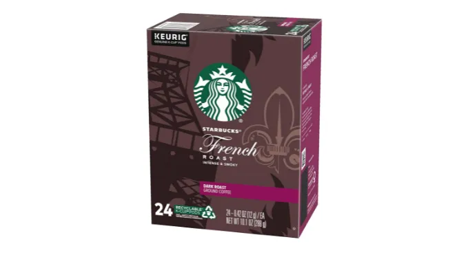 (50¢ Each!) 144-Count: Starbucks French Roast Coffee K-Cup Pods, Dark Roast, 6 Boxes of 24 (Recently Past Best By Date) - Ships quick!