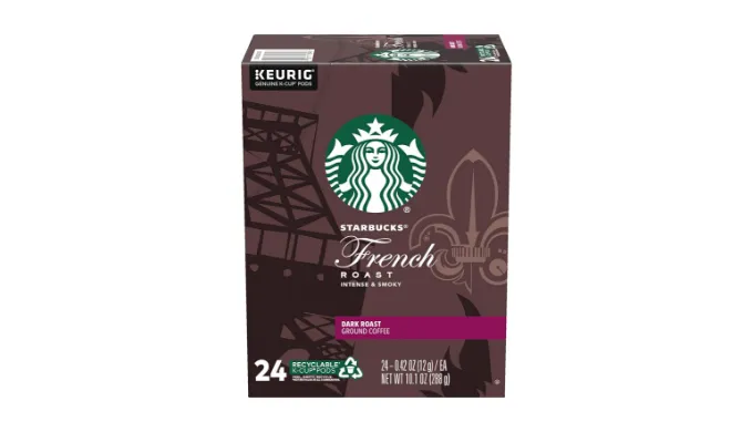 (50¢ Each!) 144-Count: Starbucks French Roast Coffee K-Cup Pods, Dark Roast, 6 Boxes of 24 (Recently Past Best By Date) - Ships quick!