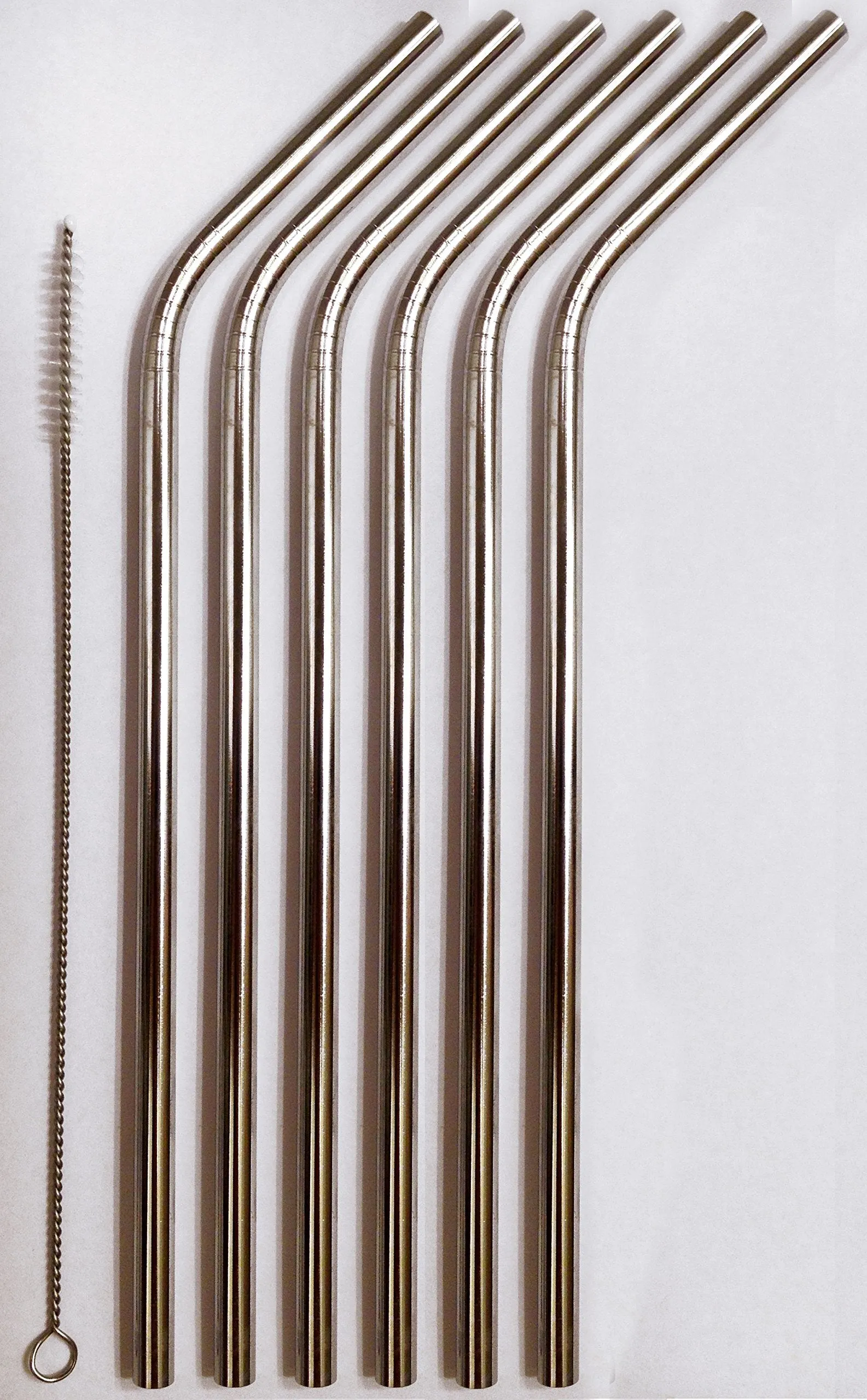 6 Reusable Straws - Stainless Steel Drinking - Set of 6   2 Cleaners - Eco Friendly, SAFE, NON-TOXIC non-plastic