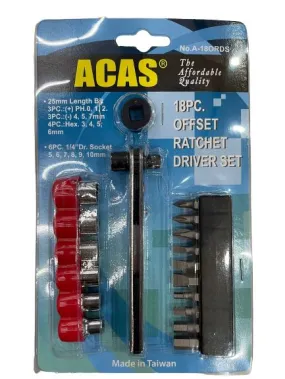 ACAS Offset Ratchet Driver Set (18pc) #A-18ORDS