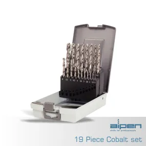 ALPEN HSS COBALT DRILL BIT SET 19 PIECE 1.0-10.0MM X 0.5MM IN PLASTC CASE ALP KP19