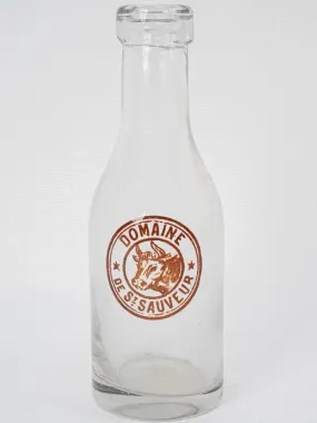 Antique French glass milk bottle - Domaine de St Sauveur 9"