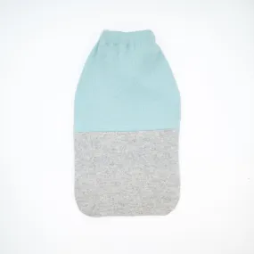 Aqua Blue and Pale Grey Cashmere Large Hot Water Bottle