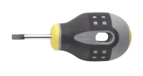 Bahco ERGO handled Screwdriver,slotted head, square shank, flat tip, 83mm, blade 25mm, tip 4mm.