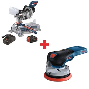 Bosch GCM18V-07SN14 18V 7-1/4" Miter Saw Kit W/ FREE GEX18V-5N 18V 5" Sander