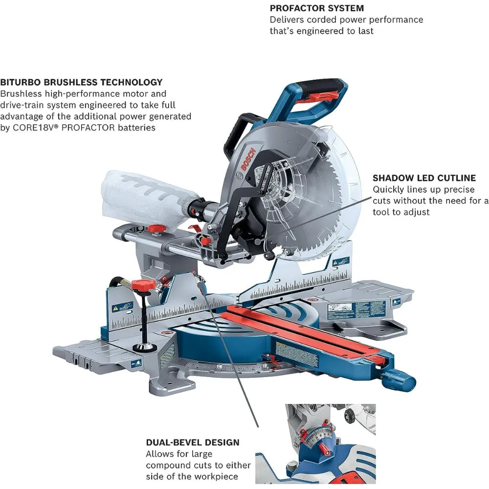 Bosch GCM18V-12SDN PROFACTOR 18V 12 In. Dual-Bevel Slide Miter Saw (Bare Tool)