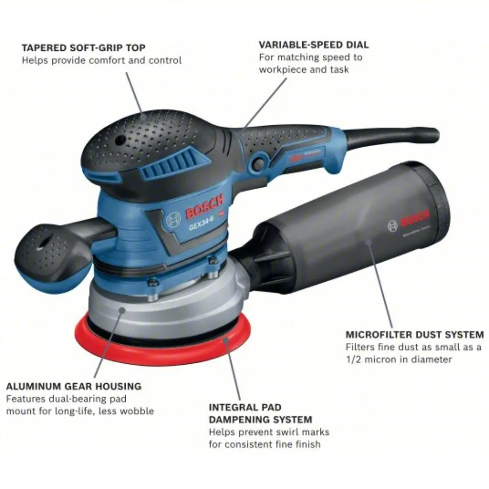 Bosch GEX34-6N 6 In. Multi-Hole Random Orbit Sander/Polisher