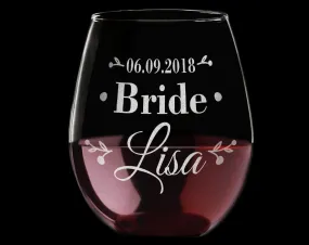 Bridesmaid Gift Proposal ONE Stemless Engraved Glass Wine Gifts for Women, Mom Custom Gift for Wine Lover Bridesmaid Thank You Wedding Party