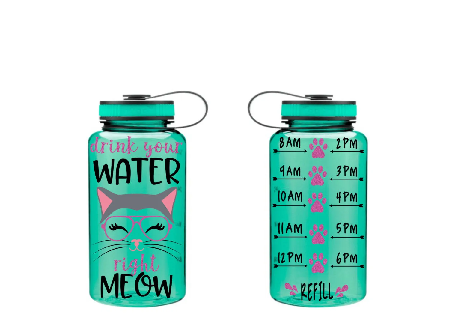 Cat Wide Mouth Water Bottle, Cat Water Bottle, Drink Your Water Right Meow, Motivational Water Bottle, Fitness Water Tracker, Hipster