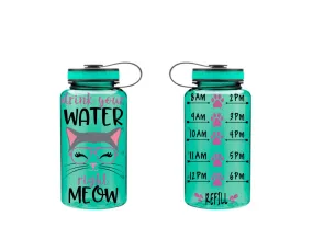 Cat Wide Mouth Water Bottle, Cat Water Bottle, Drink Your Water Right Meow, Motivational Water Bottle, Fitness Water Tracker, Hipster