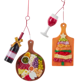 Charcuterie Board and Wine Ornaments