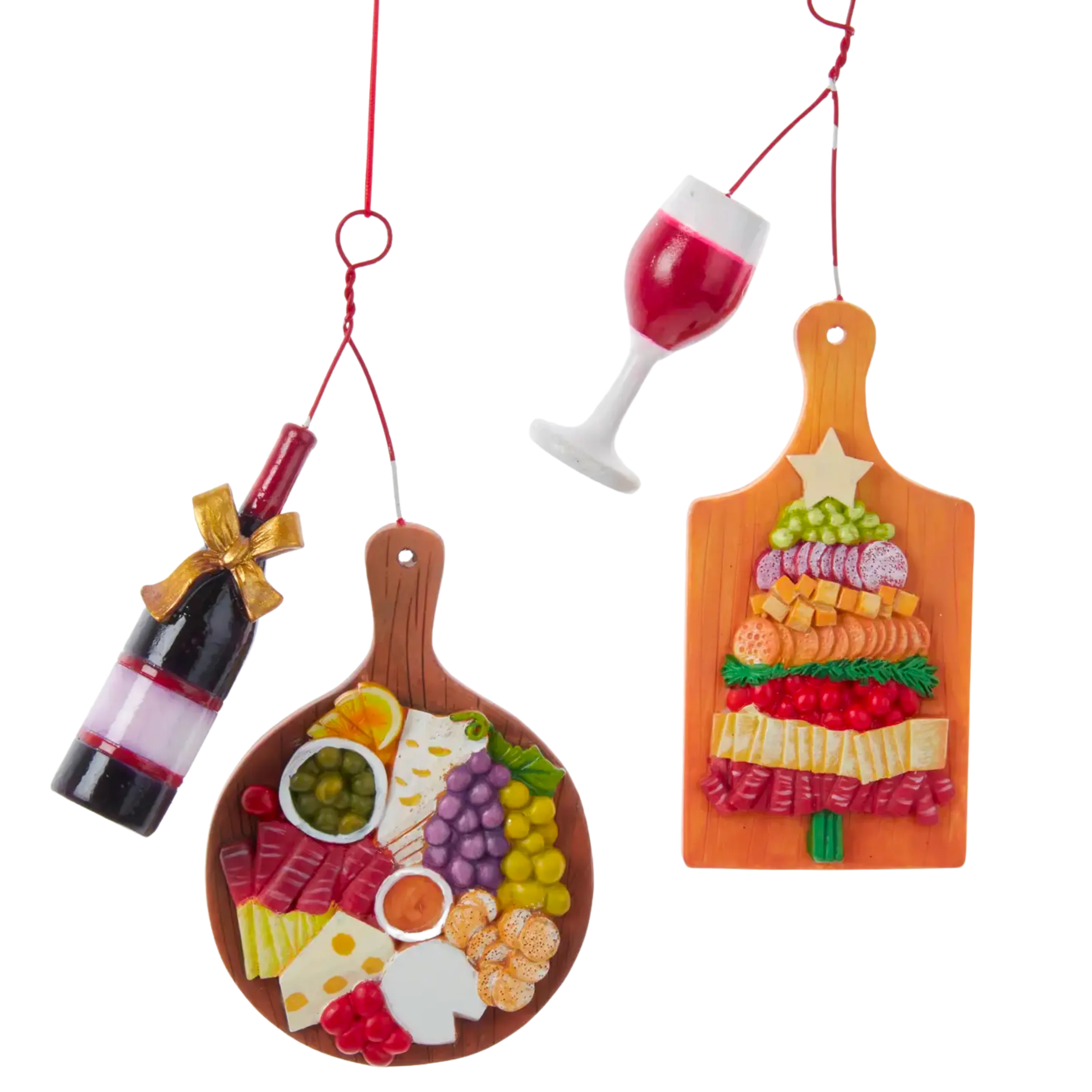 Charcuterie Board and Wine Ornaments