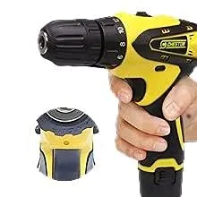 Cheston 12V Cordless Drill Machine Screwdriver Kit|10mm Keyless Chuck|2 Lithium-ion 2000 MAH Batteries|Torque setting (18 1)|1350 RPM|Reversible Variable Speed|24drill bits in tool kit case, yellow