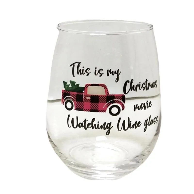 Christmas Movie Stemless Wine Glass