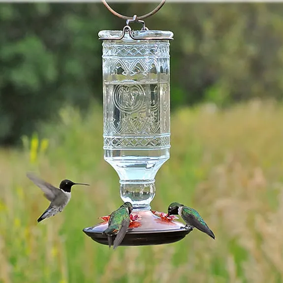 Clear Antique Bottle Nectar Feeder