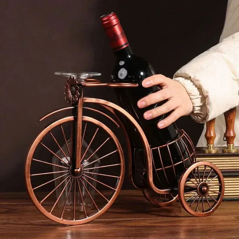 Creative Vintage Metal Wine Rack - Stylish Bottle & Glass Holder