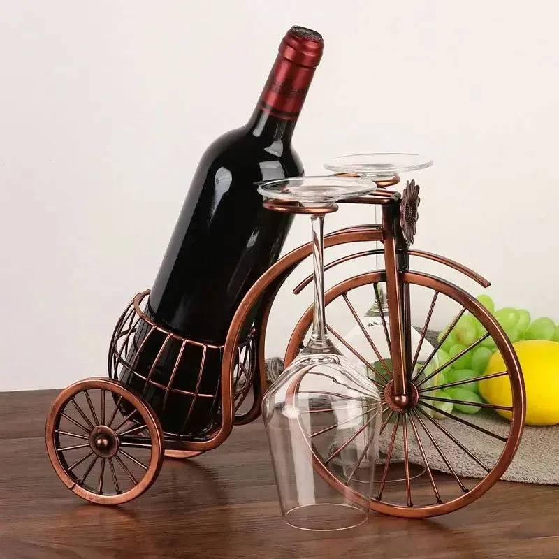 Creative Vintage Metal Wine Rack - Stylish Bottle & Glass Holder