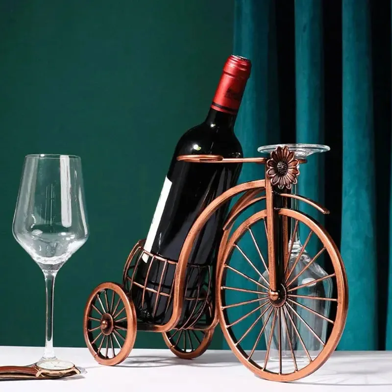 Creative Vintage Metal Wine Rack - Stylish Bottle & Glass Holder