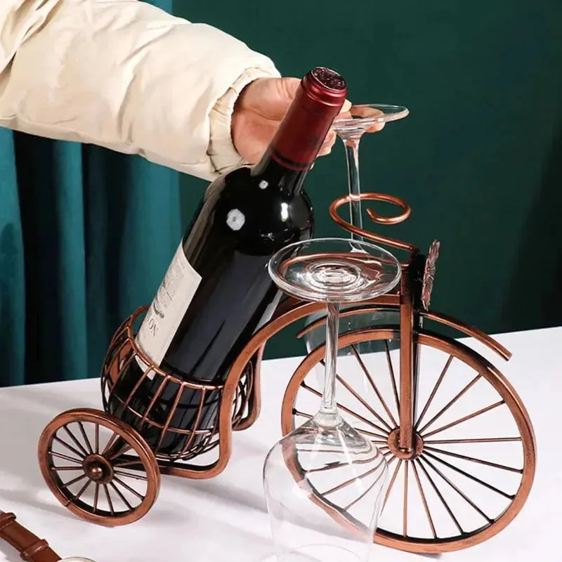 Creative Vintage Metal Wine Rack - Stylish Bottle & Glass Holder