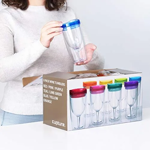 Cupture Wine tumblers Glasses, 8 Count (Pack of 1)