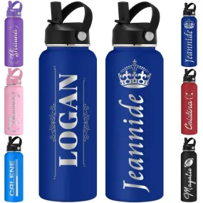 Custom Water Bottles 12oz/18oz/24oz/32oz/40oz Bulk, Personalized Stainless Steel Insulated Bottle Engraved Logo Name for School Kids Adult-1 PCS