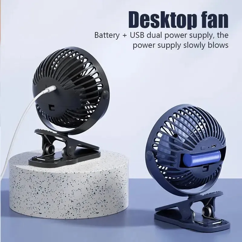 desktop rechargeable USB fan Usb Mini Fan Mini Student Class Dormitory Quiet Office Desktop Clip Charging Fan Ultra Long Range Silent Clip Fan Rechargeable