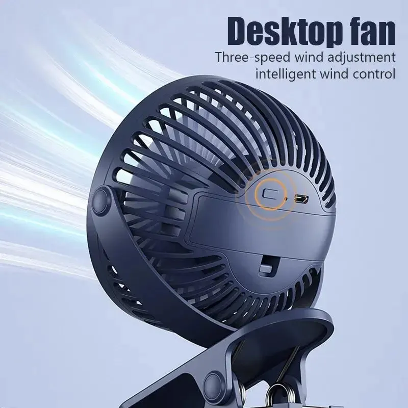 desktop rechargeable USB fan Usb Mini Fan Mini Student Class Dormitory Quiet Office Desktop Clip Charging Fan Ultra Long Range Silent Clip Fan Rechargeable