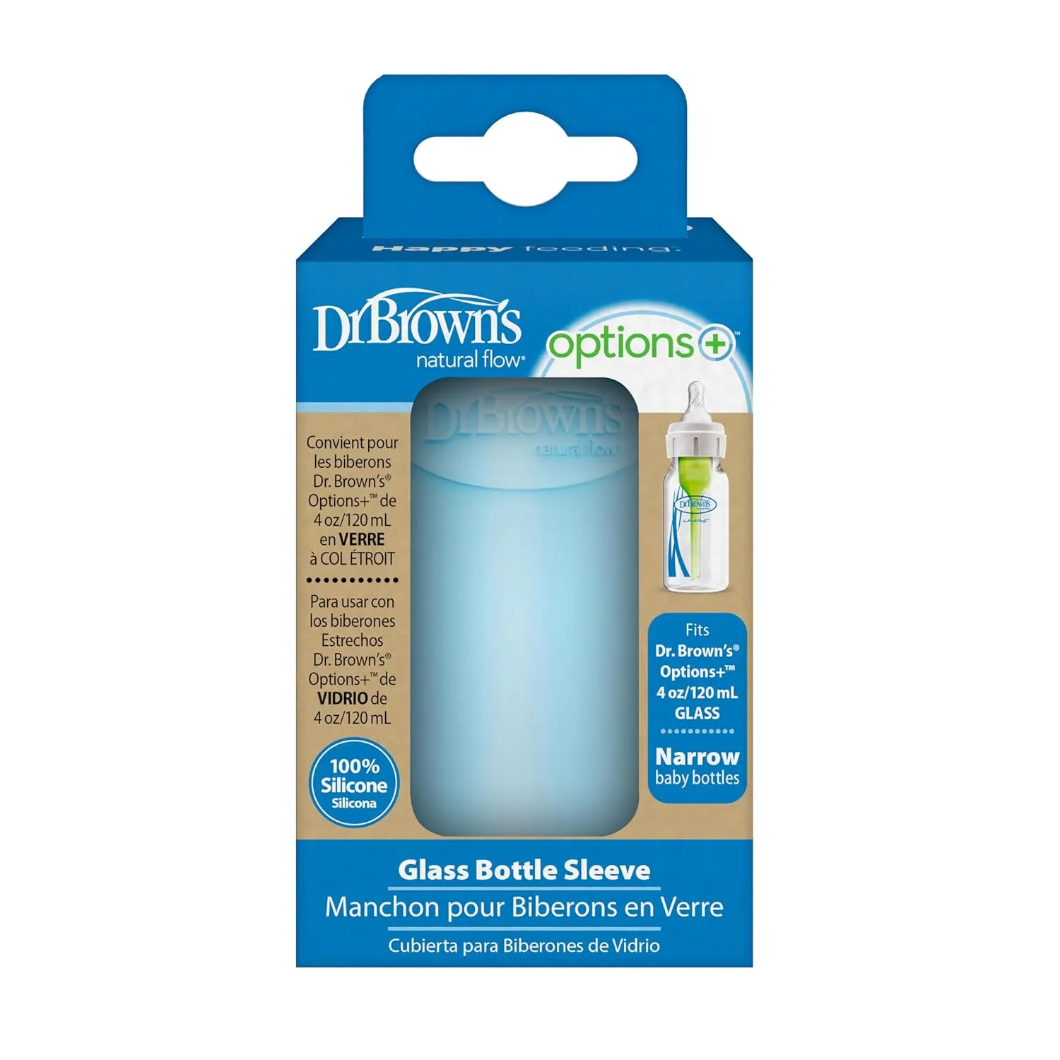 Dr. Brown's Natural Flow Options  Glass Baby Bottle Sleeves, Blue