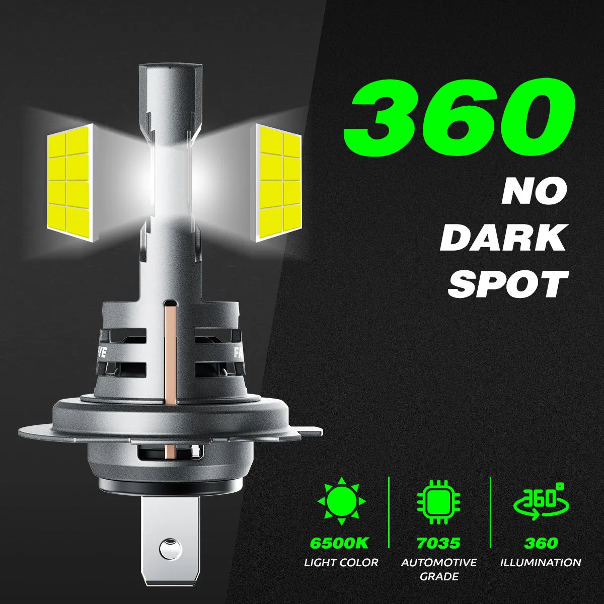 FATEEYE F10 SERIRE H7 MODEL 60W 12000LM HIGH QUALITY LED HEADLIGHTS BULBS