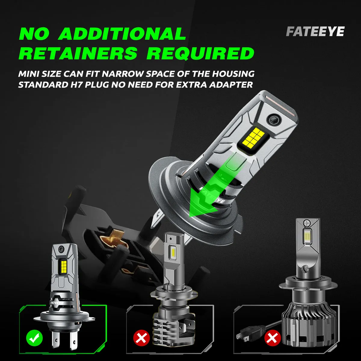 FATEEYE F10 SERIRE H7 MODEL 60W 12000LM HIGH QUALITY LED HEADLIGHTS BULBS