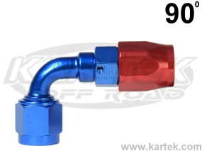 Fragola AN -6 Red And Blue Anodized Aluminum Series 3000 Cutter Style 90 Degree Bent Tube Hose Ends