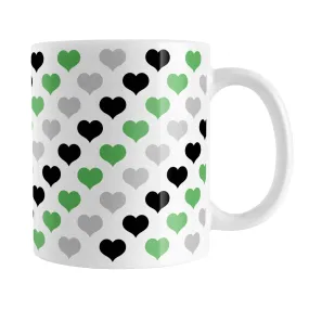 Green Black Gray Hearts Pattern Mug