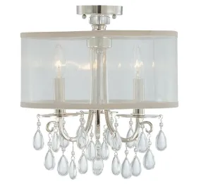 HAMPTON 3 LIGHT CEILING MOUNT, POLISHED CHROME