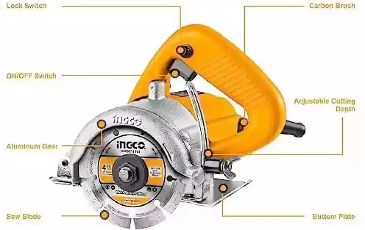 Homdum 1400w circular saw machine for wood cutting INGCO MC14008 with 185mm dia 24t tct blade With Single Action Lever For Quick adjustable cutting depth 0 to 65mm and 0°to 45° cutting angle