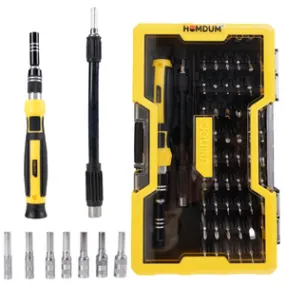 Homdum 65 in 1 Professional Precision Screwdriver Set Deli Magnetic Replaceable Bits Repair Kit with Case for Mobile, Laptop, PC, Computer, Tablet Electronics (Yellow)