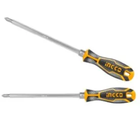 Ingco 2 IN 1 Screwdriver Set, CR-V | 6.35X160MM, PH2 SL6, Screwdriver Kit for Home Use, Screwdriver with Hanging Hole Design with 1pcs Interchangeable Handle AKISD0201