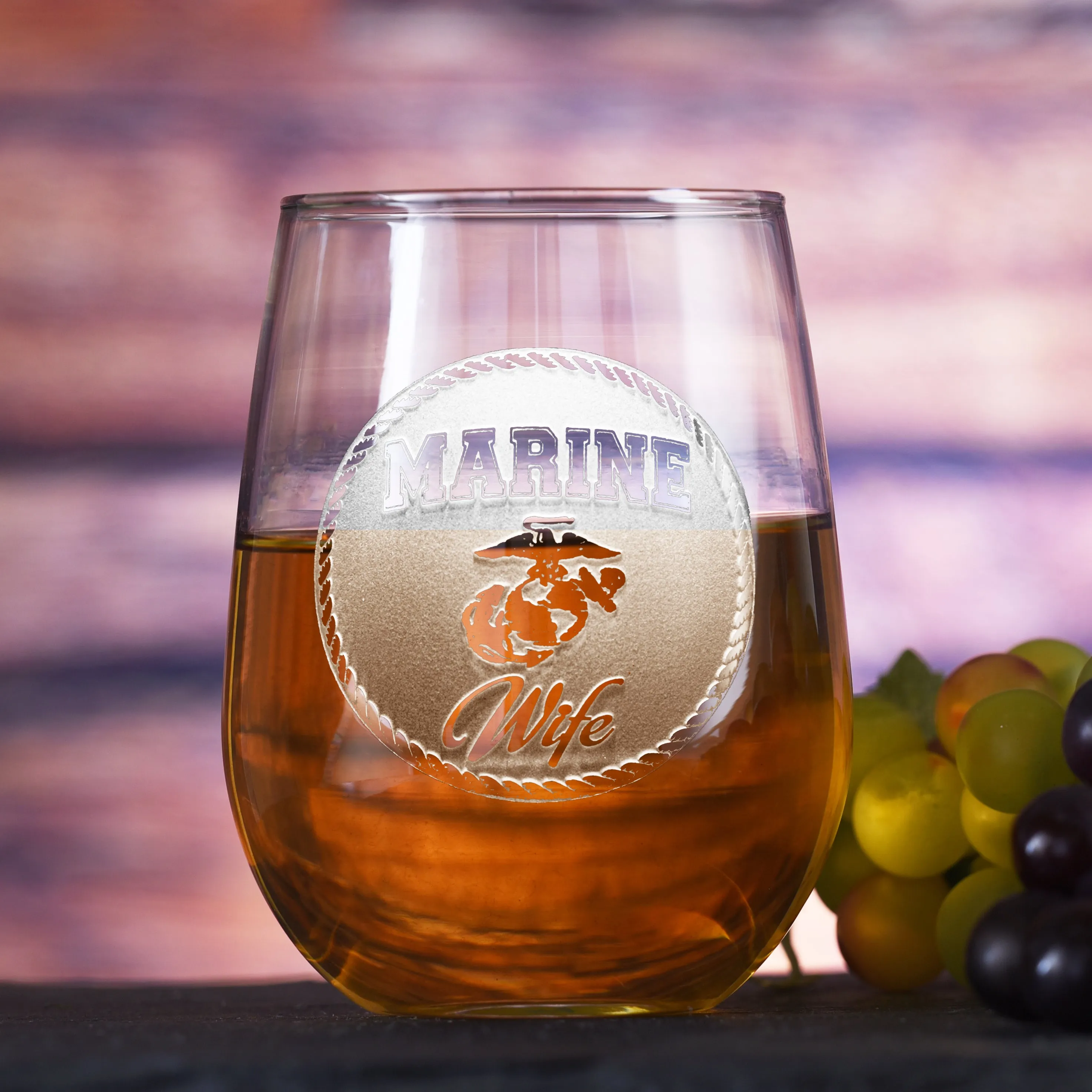 Marine Wife Stemless Wine Glass