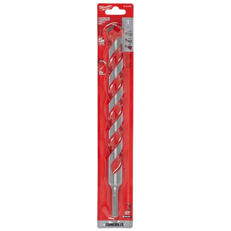 Milwaukee 1 in. X 12 in. L Carbide Hammer Drill Bit 3-Flat Shank 1 pk