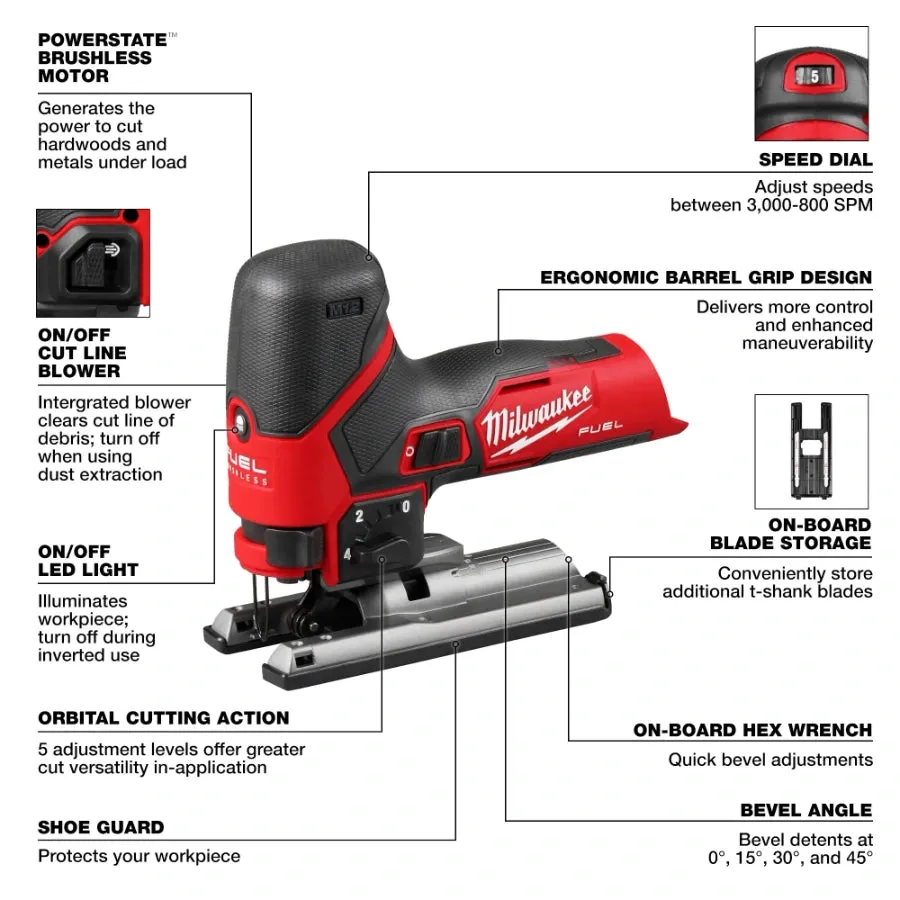 Milwaukee 2545-20 M12 Fuel Jig Saw Bare Tool   Free Item