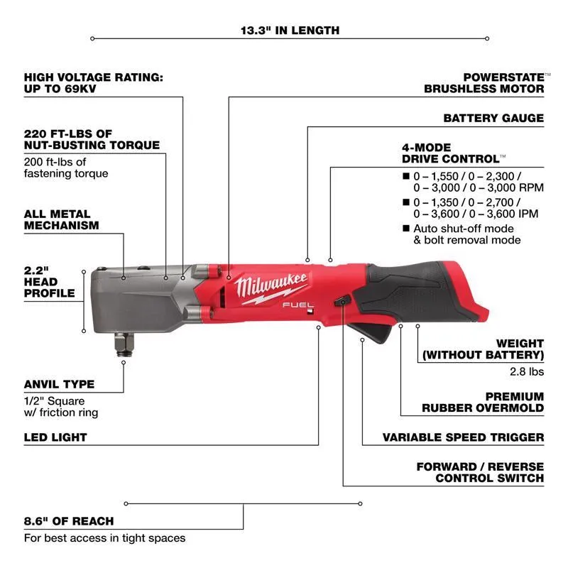 Milwaukee M12 FUEL 1/2 in. Cordless Brushless Impact Wrench Tool Only