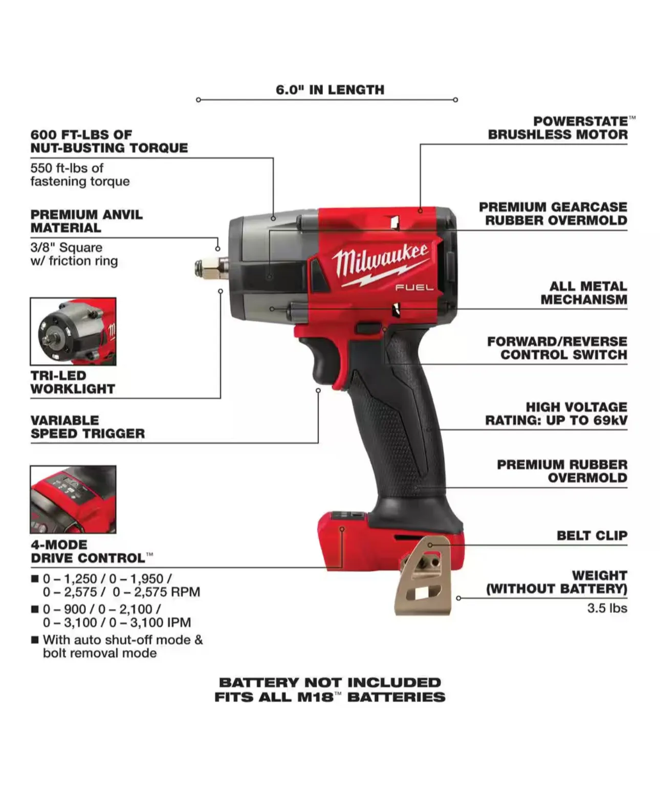 Milwaukee M18 Fuel 3/8 Mid-Torque Impact Wrench (2960-20)