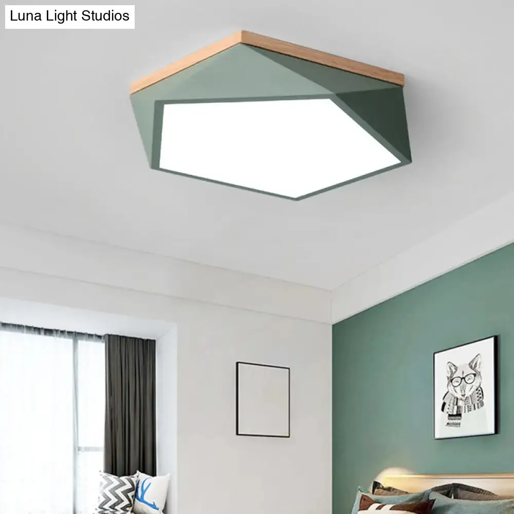 Minimalist Metal Pentagon Flush Mount LED Ceiling Light